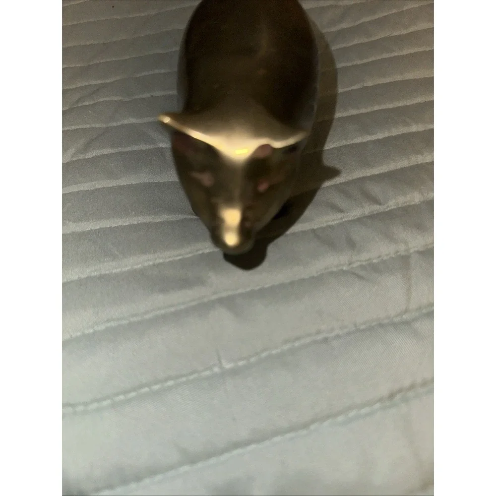 Vintage Antique Brass Pig Figurine Curly Tail, Heavy 6